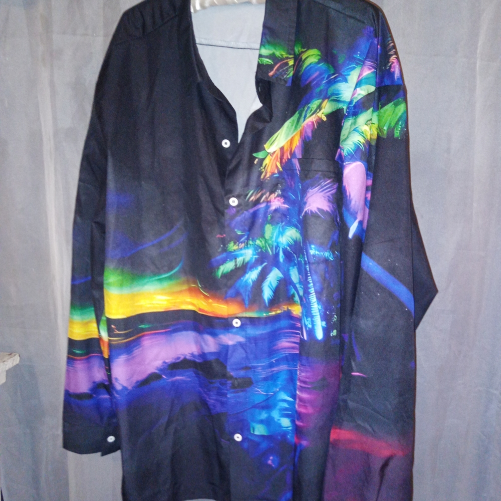 Men's Tropical Print Button Collard Shirt